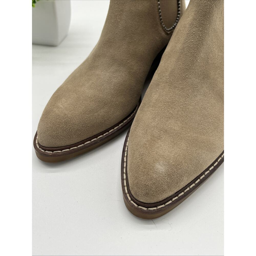 Coach Bowery Bead Suede Chelsea Ankle Boots Beige Tan Size 6B - Picture 8 of 12